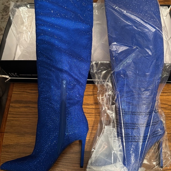 INC Tall Boots Blue Glitter - Picture 2 of 4
